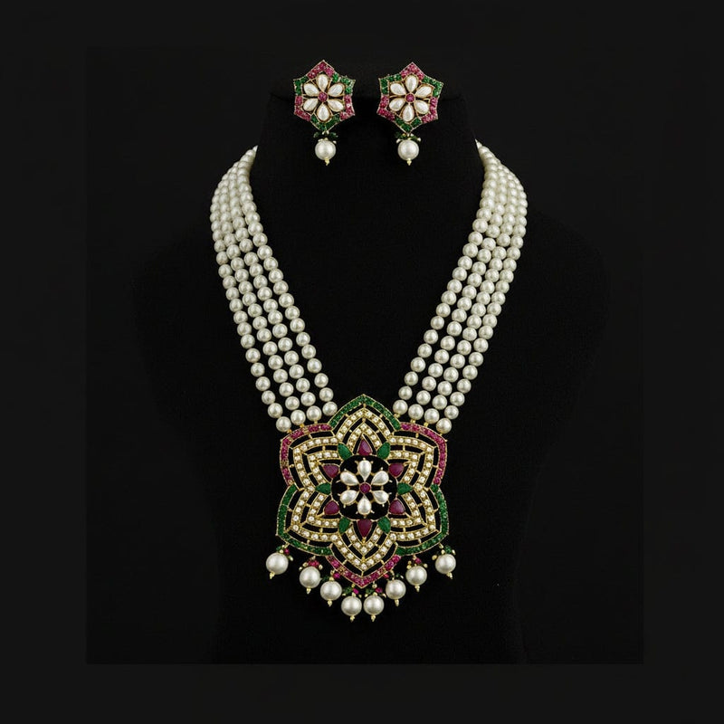 Aganya kreation jewelry Sets Gulika Real Pearl Set - Elegant Brass Jewelry with Golden Plating