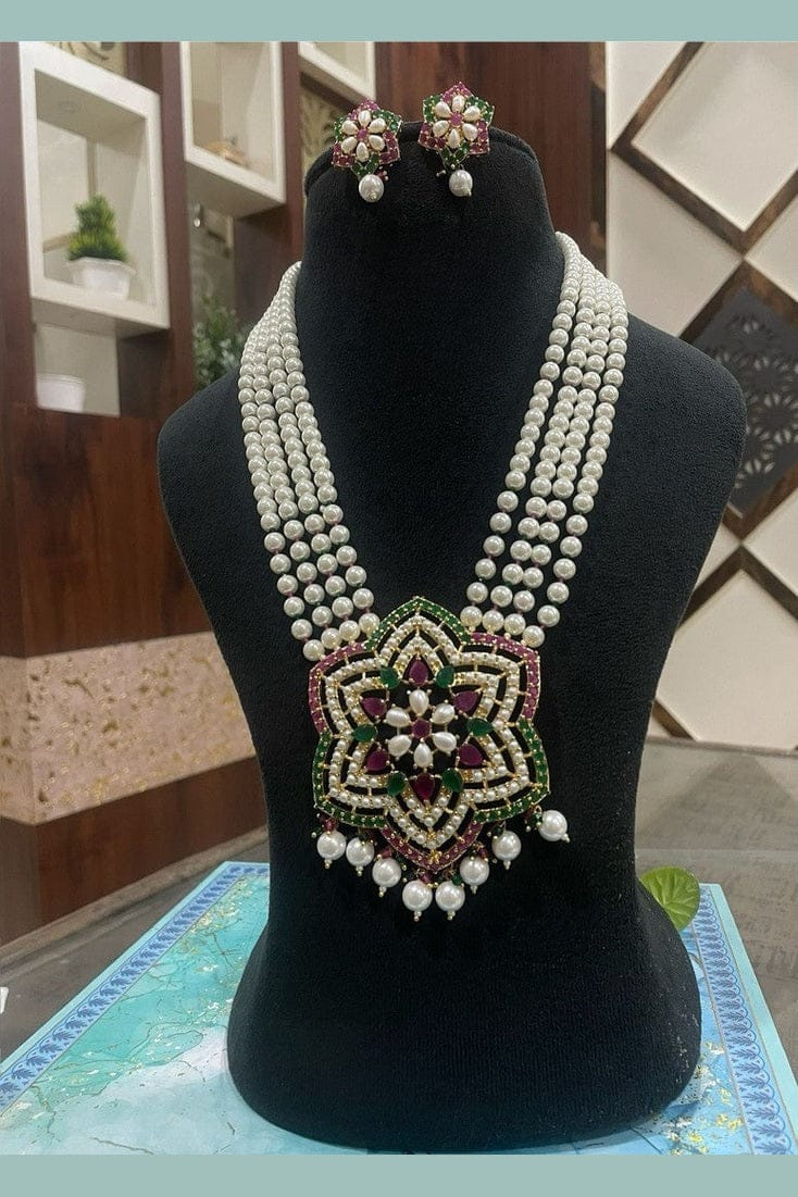 Aganya kreation jewelry Sets Gulika Real Pearl Set - Elegant Brass Jewelry with Golden Plating