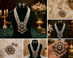 Aganya kreation jewelry Sets Gulika Real Pearl Set - Elegant Brass Jewelry with Golden Plating