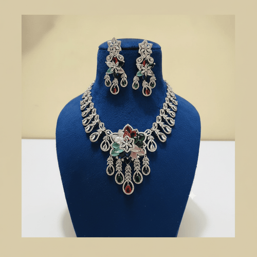 Aganya kreation jewelry Sets Hanya Luxury American Diamond Multicolor Statement Jewellery Set