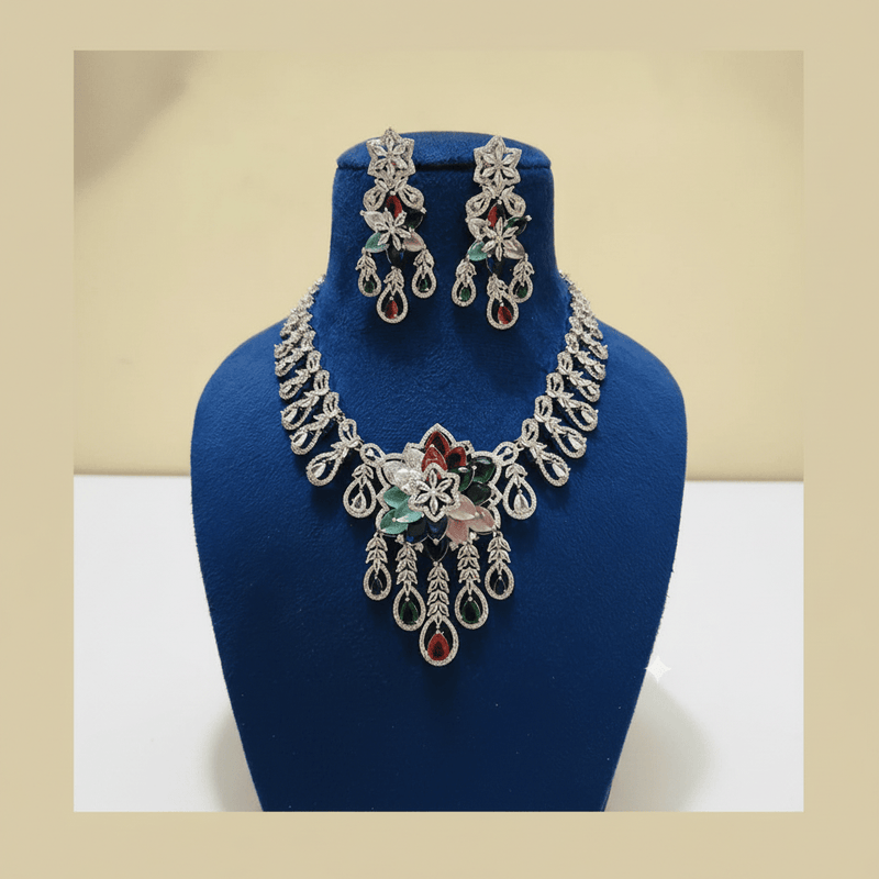 Aganya kreation jewelry Sets Hanya Luxury American Diamond Multicolor Statement Jewellery Set