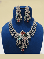 Aganya kreation jewelry Sets Hanya Luxury American Diamond Multicolor Statement Jewellery Set multi