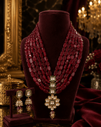 Aganya kreation jewelry Sets Heritage Onyx Beads Kundan Tanjore Gold Plated Jewelry Set Mehroon Red