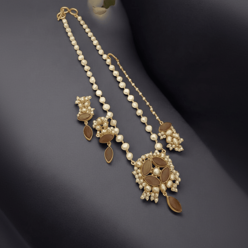 Aganya kreation jewelry Sets Jhanvika Real Pearl Set Combo - Elegant Jewelry Collection