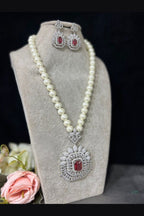 Aganya kreation jewelry Sets Kadambari Ruby Pearl Set - Exquisite Jewelry for Special Occasions