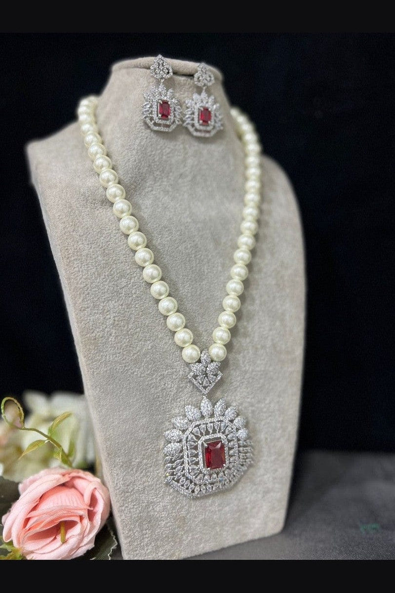 Aganya kreation jewelry Sets Kadambari Ruby Pearl Set - Exquisite Jewelry for Special Occasions