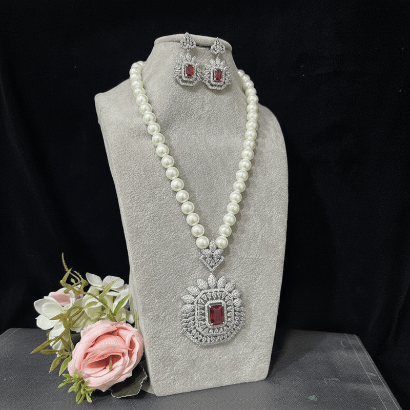 Aganya kreation jewelry Sets Kadambari Ruby Pearl Set - Exquisite Jewelry for Special Occasions