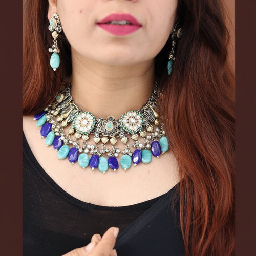 Aganya kreation jewelry Sets Kashish Set - Exquisite German Silver Kundan Jewelry