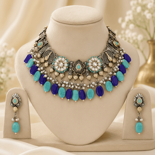 Aganya kreation jewelry Sets Kashish Set - Exquisite German Silver Kundan Jewelry
