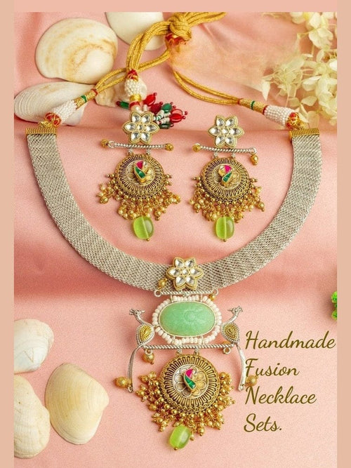 Aganya kreation jewelry Sets Kaveri Necklace - Exquisite Ethnic & Western Jewelry Mint green