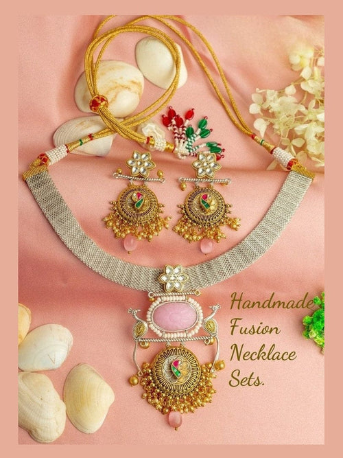 Aganya kreation jewelry Sets Kaveri Necklace - Exquisite Ethnic & Western Jewelry Pink