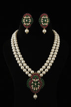Aganya kreation jewelry Sets Kavita Real Pearl Set - Elegant Brass Jewelry