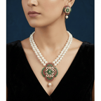 Aganya kreation jewelry Sets Kavita Real Pearl Set - Elegant Brass Jewelry