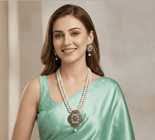 Aganya kreation jewelry Sets Kavita Real Pearl Set - Elegant Brass Jewelry
