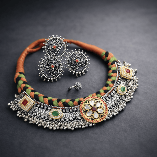 Aganya kreation jewelry Sets Kirat Combo Set - Luxurious Thread Choker & Accessories
