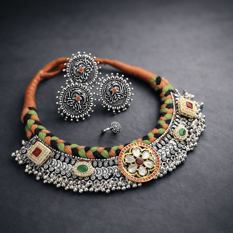 Aganya kreation jewelry Sets Kirat Combo Set - Luxurious Thread Choker & Accessories