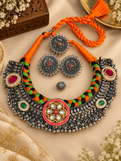 Aganya kreation jewelry Sets Kirat Combo Set - Luxurious Thread Choker & Accessories