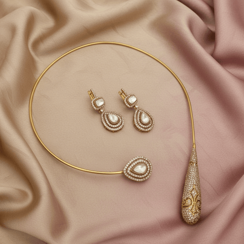 Aganya kreation jewelry Sets Kitashi Fusion Hasli Set - Ethnic & Western Elegance