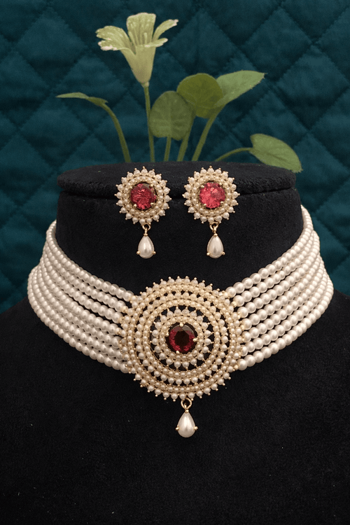 Aganya kreation jewelry Sets Kiyora Elegant Real Pearl Choker Set