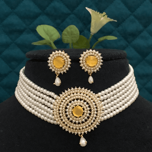 Aganya kreation jewelry Sets Kiyora Elegant Real Pearl Choker Set