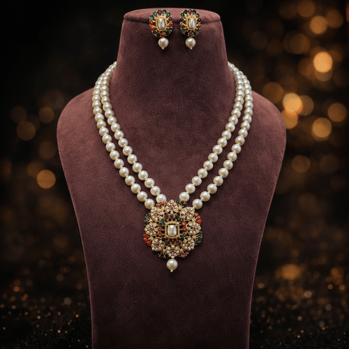 Aganya kreation jewelry Sets Laranya Real Pearl Set - Exquisite Ethnic Jewelry Multicolour