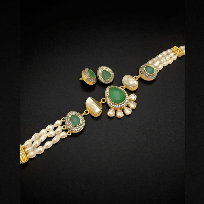 Aganya kreation jewelry Sets Leena Real Pearl Choker Set - Elegant Handcrafted Jewelry