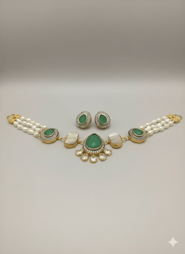 Aganya kreation jewelry Sets Leena Real Pearl Choker Set - Elegant Handcrafted Jewelry