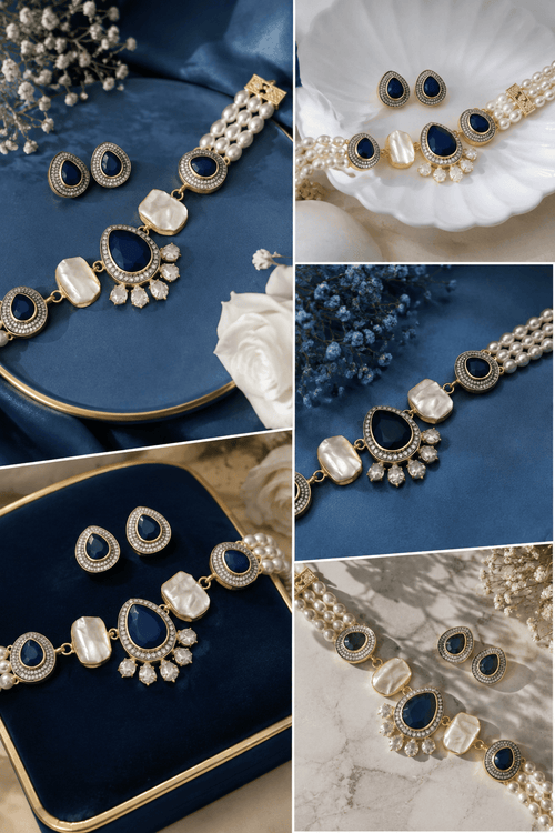 Aganya kreation jewelry Sets Leena Real Pearl Choker Set - Elegant Handcrafted Jewelry