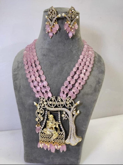 Aganya kreation jewelry Sets Madhav Set - Exquisite Handcrafted Kundan Jewelry Pink