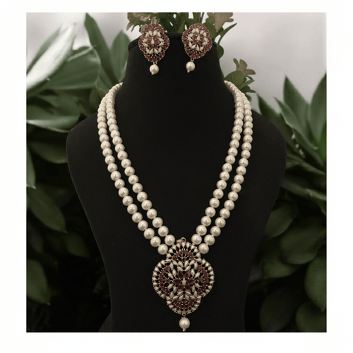 Aganya kreation jewelry Sets Mahika Real Pearl Set - Elegant Brass Jewelry