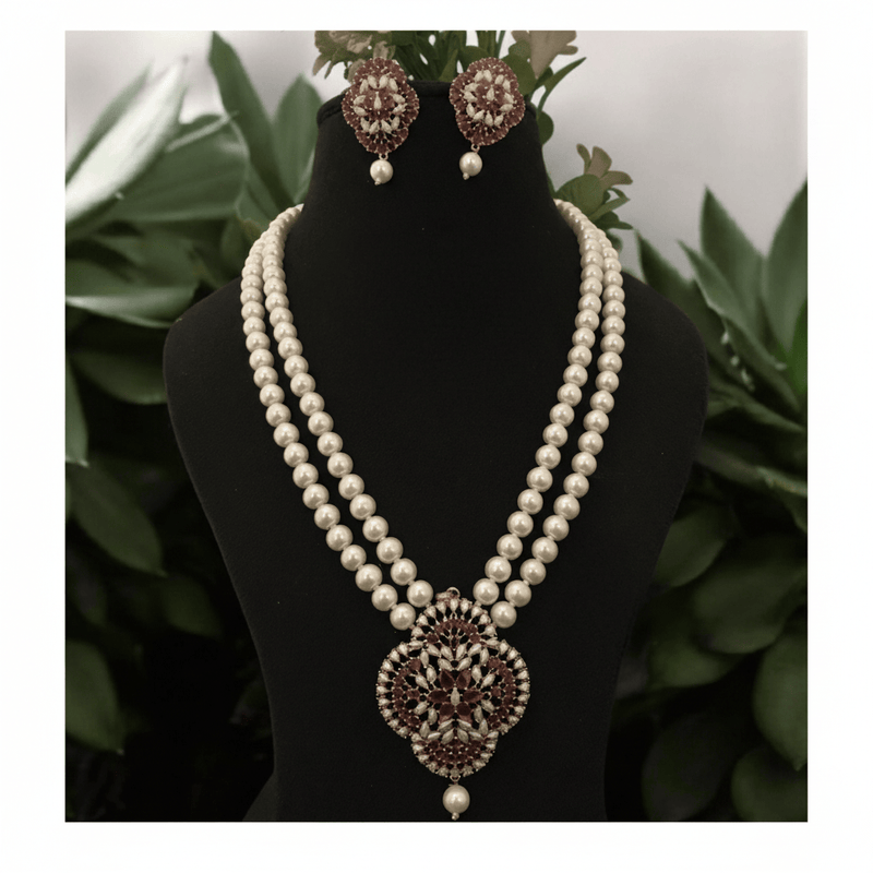 Aganya kreation jewelry Sets Mahika Real Pearl Set - Elegant Brass Jewelry