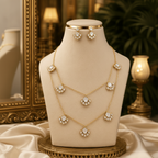 Aganya kreation jewelry Sets Malavika 22K Gold Plated Masonite Polki Kundan Necklace Set in Pure Brass
