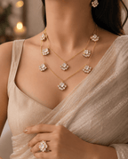 Aganya kreation jewelry Sets Malavika 22K Gold Plated Masonite Polki Kundan Necklace Set in Pure Brass