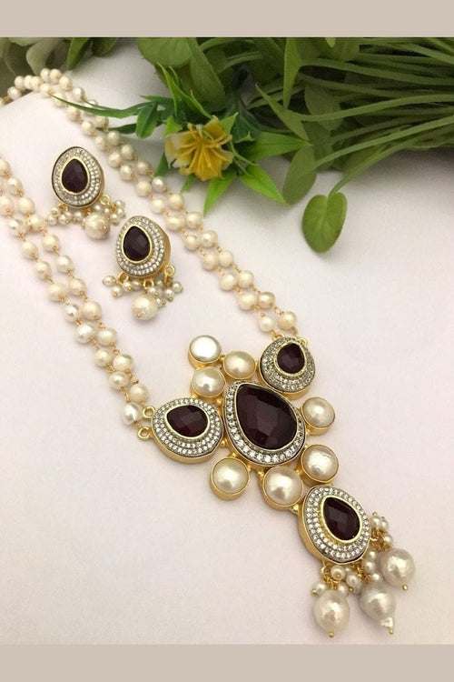 Aganya kreation jewelry Sets Malishka Real Pearl Set - Elegant Brass Jewelry