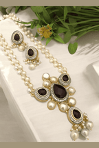 Aganya kreation jewelry Sets Malishka Real Pearl Set - Elegant Brass Jewelry