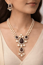 Aganya kreation jewelry Sets Malishka Real Pearl Set - Elegant Brass Jewelry