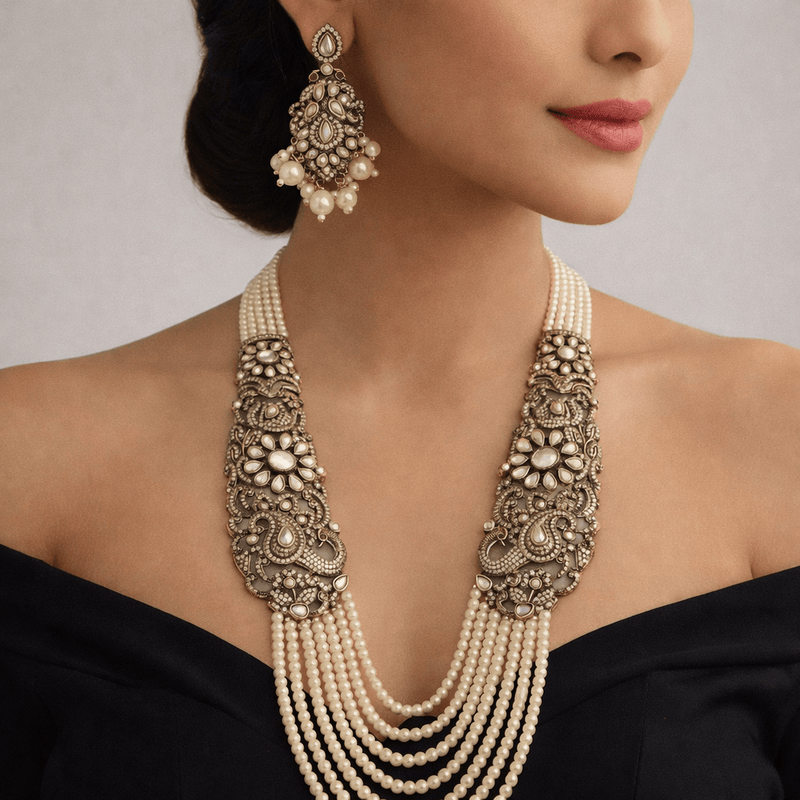 Aganya kreation jewelry Sets Morni Rani Haar Polki Set - Exquisite Jewelry by Aganya Kreation