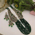 Aganya kreation jewelry Sets Morni Rani Haar Polki Set - Exquisite Jewelry by Aganya Kreation Dark green