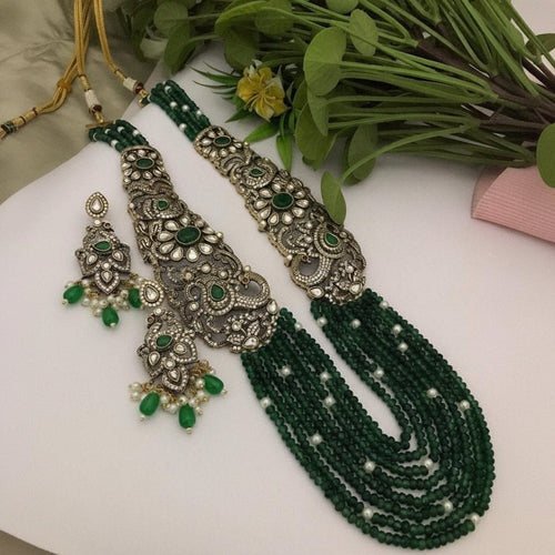 Aganya kreation jewelry Sets Morni Rani Haar Polki Set - Exquisite Jewelry by Aganya Kreation Dark green