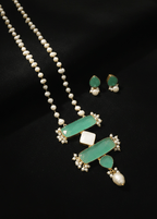 Aganya kreation jewelry Sets Nainika Real Pearl Set - Elegant Brass Jewelry
