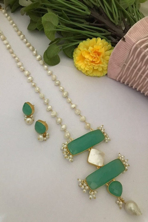 Aganya kreation jewelry Sets Nainika Real Pearl Set - Elegant Brass Jewelry