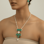 Aganya kreation jewelry Sets Nainika Real Pearl Set - Elegant Brass Jewelry
