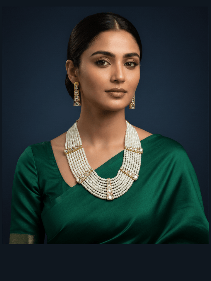 Aganya kreation jewelry Sets Naisha Kundan Set - Elegant Gold Plated Jewelry white