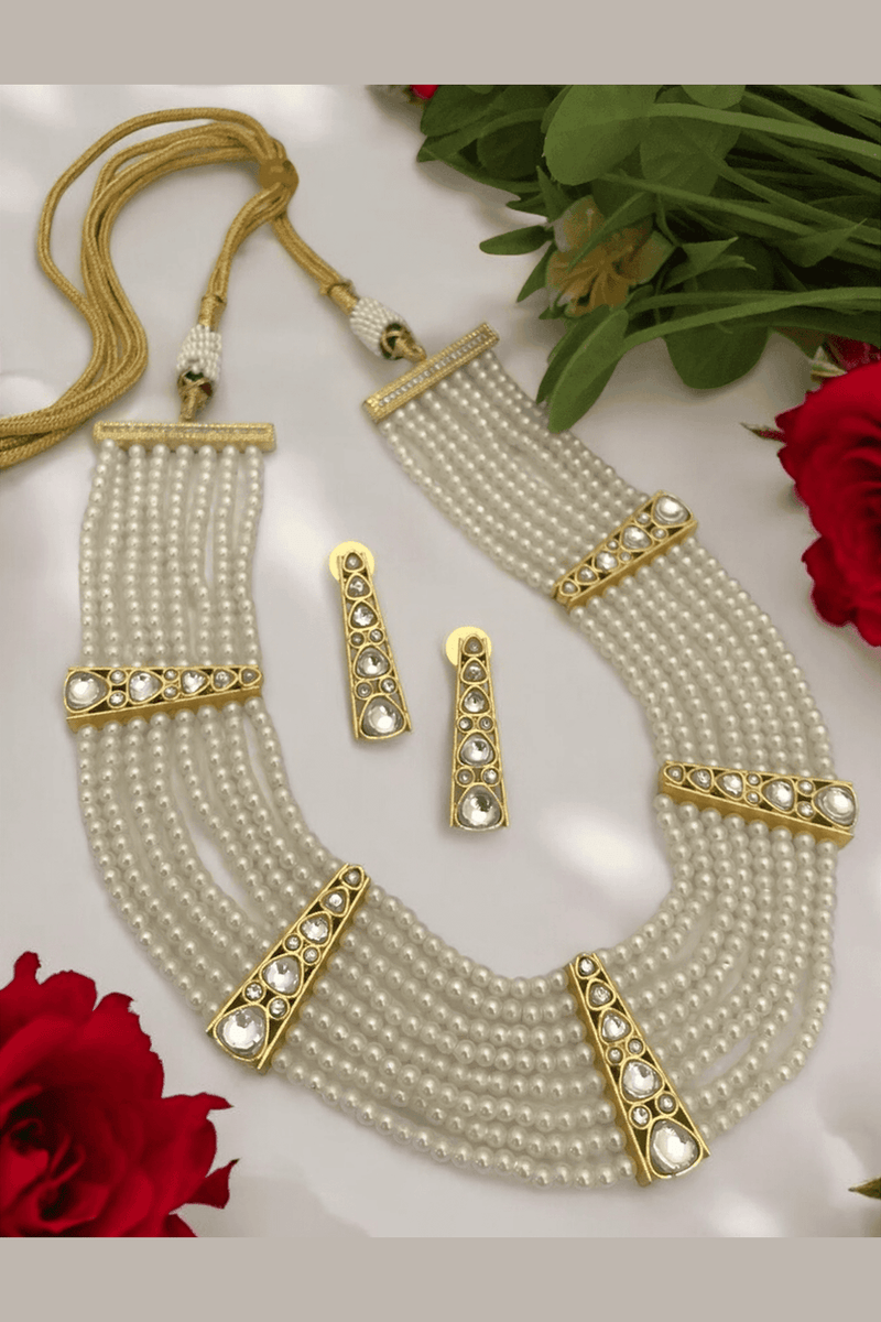 Aganya kreation jewelry Sets Naisha Kundan Set - Elegant Gold Plated Jewelry white