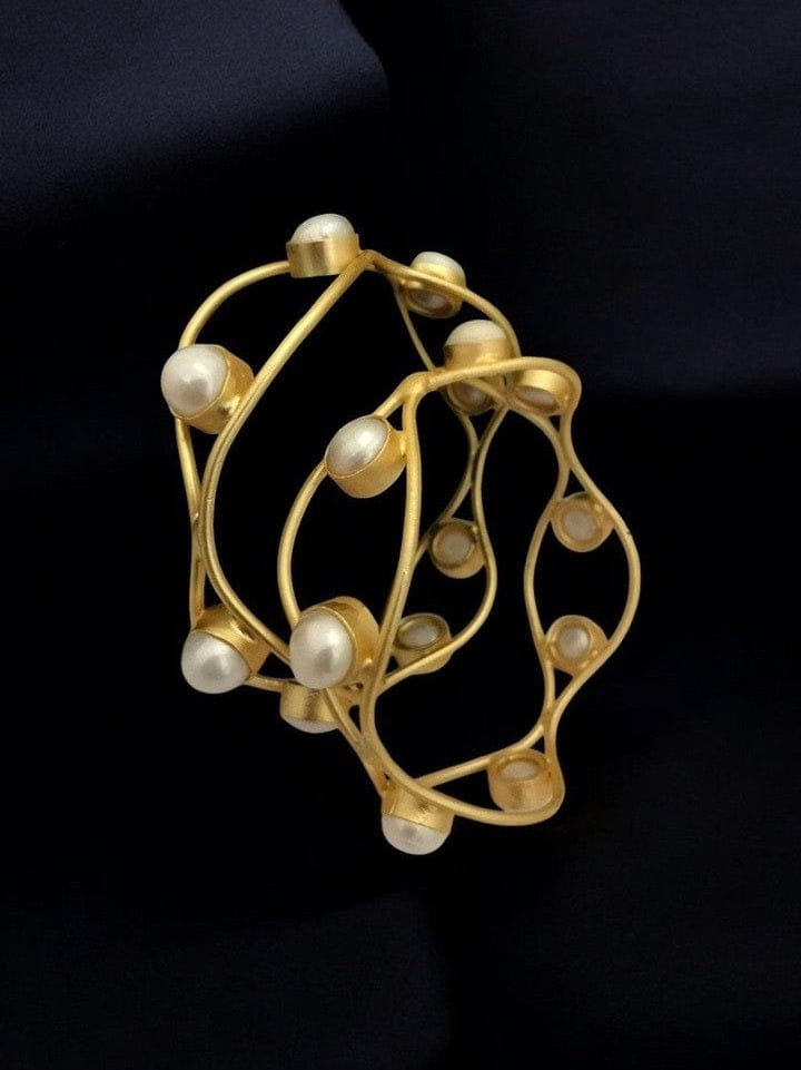 Aganya kreation jewelry Sets Narayani Real Pearl Bangles - Elegance in Every Detail