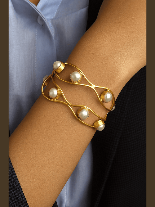 Aganya kreation jewelry Sets Narayani Real Pearl Bangles - Elegance in Every Detail