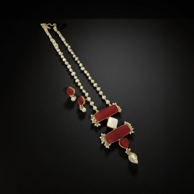 Aganya kreation jewelry Sets Navamika Real Pearl Set - Elegant Necklace & Earrings