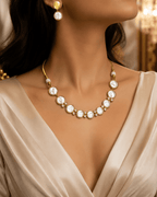 Aganya kreation jewelry Sets Nivaya Handmade Gold Plated Pearl & Kundan Necklace Set with Earrings