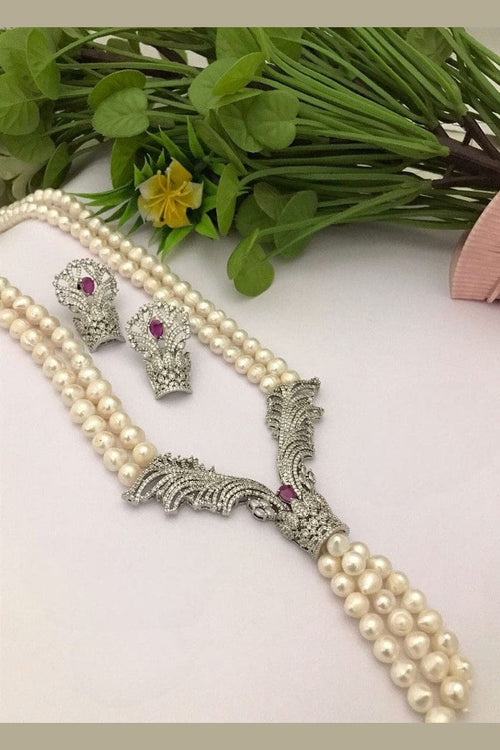 Aganya kreation jewelry Sets Parineeta Divine Wing Real Pearl Necklace Set