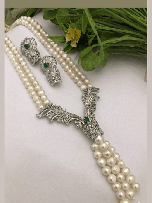 Aganya kreation jewelry Sets Parineeta Divine Wing Real Pearl Necklace Set
